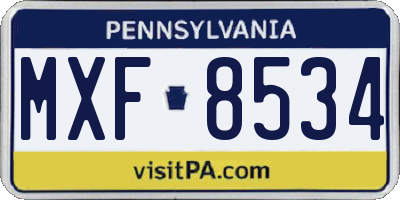 PA license plate MXF8534
