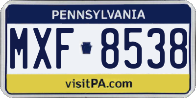 PA license plate MXF8538