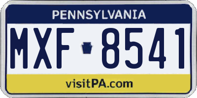 PA license plate MXF8541