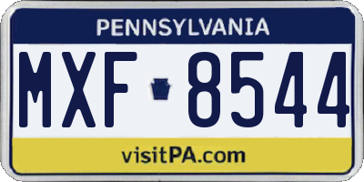 PA license plate MXF8544
