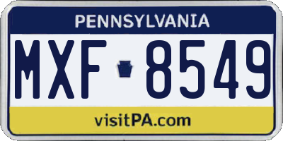 PA license plate MXF8549