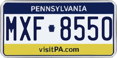 PA license plate MXF8550