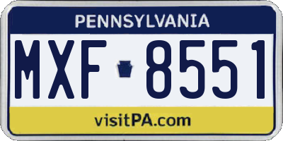 PA license plate MXF8551