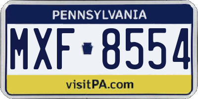 PA license plate MXF8554