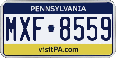 PA license plate MXF8559