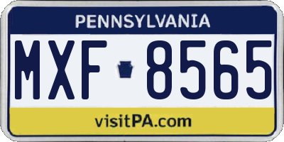 PA license plate MXF8565