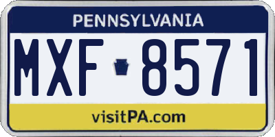 PA license plate MXF8571