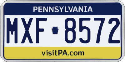 PA license plate MXF8572