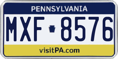 PA license plate MXF8576