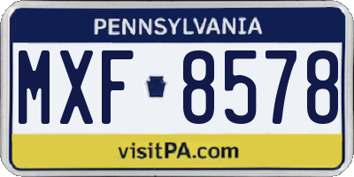 PA license plate MXF8578
