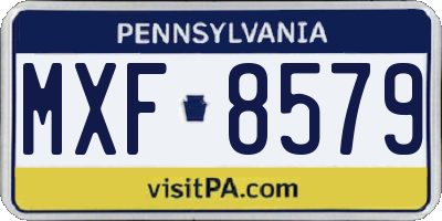 PA license plate MXF8579