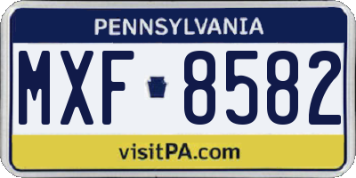 PA license plate MXF8582