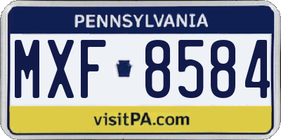 PA license plate MXF8584