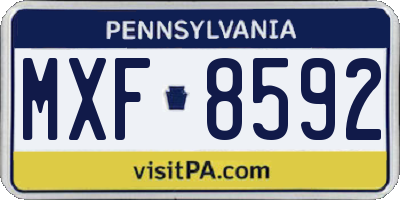 PA license plate MXF8592