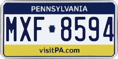 PA license plate MXF8594