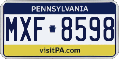 PA license plate MXF8598