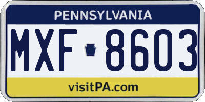PA license plate MXF8603