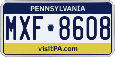 PA license plate MXF8608