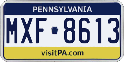 PA license plate MXF8613