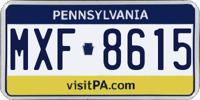 PA license plate MXF8615