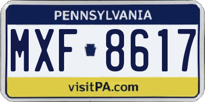 PA license plate MXF8617