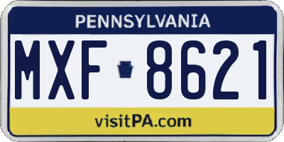 PA license plate MXF8621