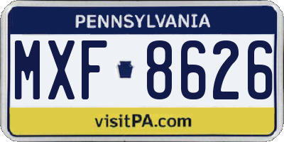 PA license plate MXF8626