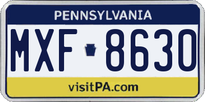 PA license plate MXF8630