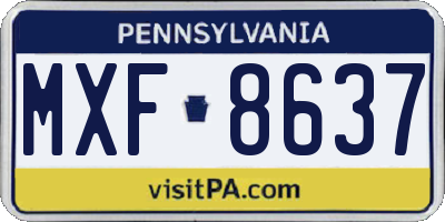 PA license plate MXF8637