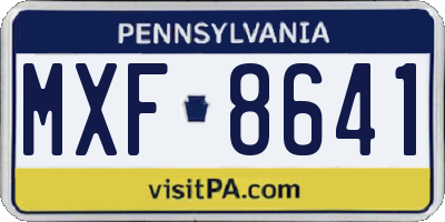 PA license plate MXF8641