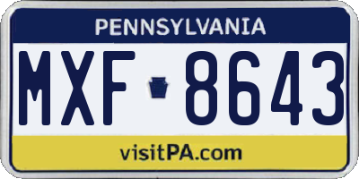 PA license plate MXF8643