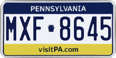 PA license plate MXF8645