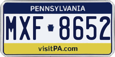 PA license plate MXF8652