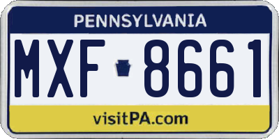 PA license plate MXF8661