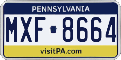 PA license plate MXF8664
