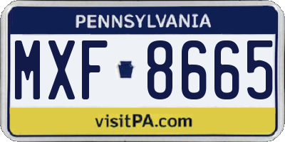 PA license plate MXF8665