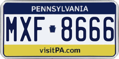 PA license plate MXF8666