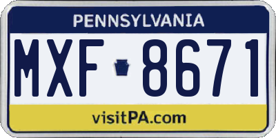 PA license plate MXF8671