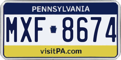 PA license plate MXF8674