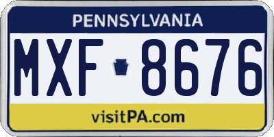 PA license plate MXF8676
