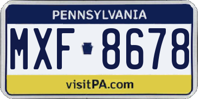 PA license plate MXF8678