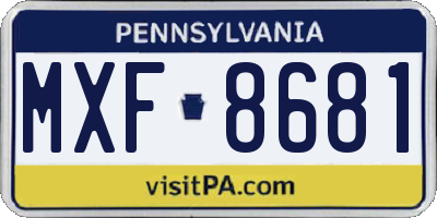 PA license plate MXF8681