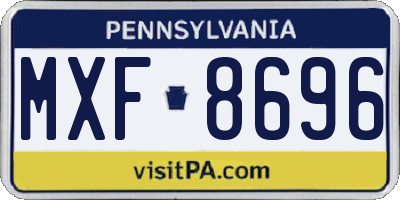 PA license plate MXF8696