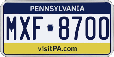 PA license plate MXF8700