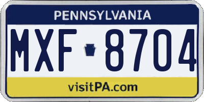 PA license plate MXF8704