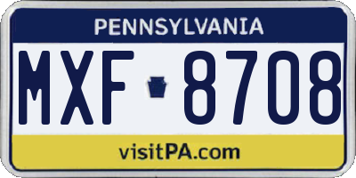 PA license plate MXF8708