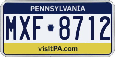 PA license plate MXF8712