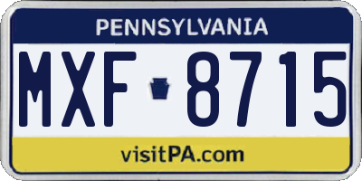 PA license plate MXF8715