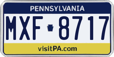 PA license plate MXF8717