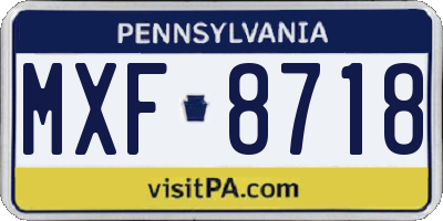 PA license plate MXF8718